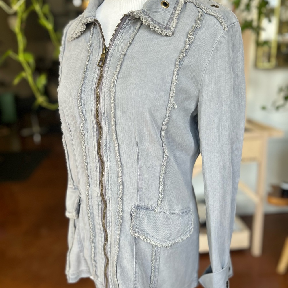 XCVI light gray Women's Gray Frayed Jacket- XS